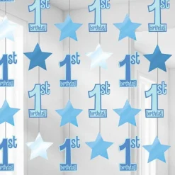 1St Birthday String Decoration Blue (6Pk)<Party Delights Hot