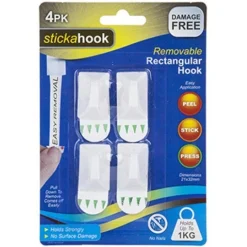 Stickahook - Removable Plastic Hooks (4Pk)<Party Delights Hot