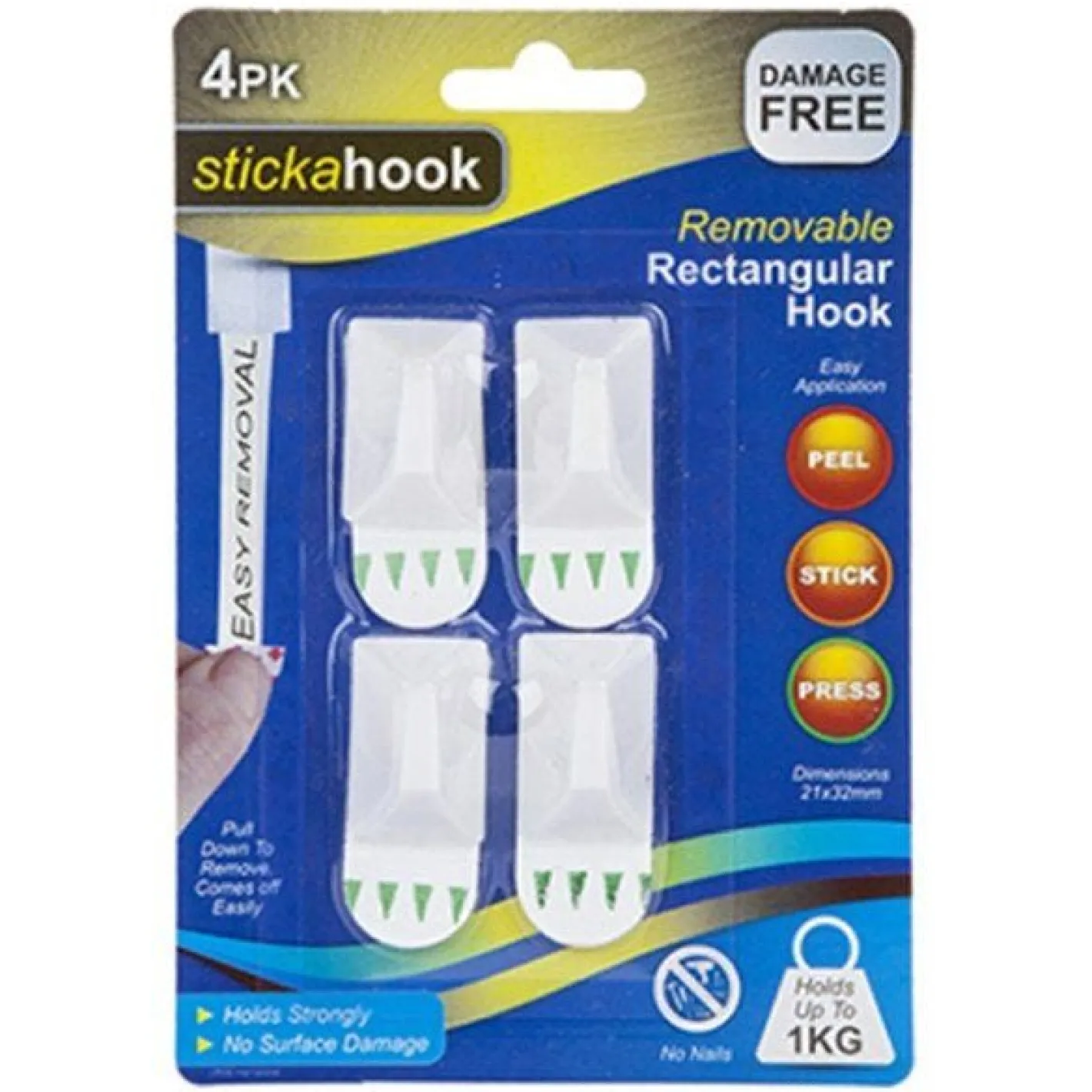 Stickahook - Removable Plastic Hooks (4Pk)<Party Delights Hot