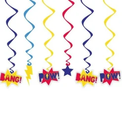 Super Hero Party Hanging Swirl Decorations (6Pk)<Party Delights Best