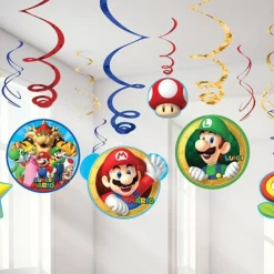 Super Mario Hanging Swirls (12Pk)<Party Delights Outlet