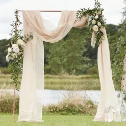 Taupe Draping Voile Backdrop - 6M X 2.5M<Party Delights Outlet
