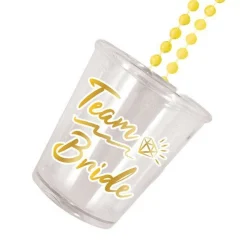 Team Bride Gold Shot Glass Necklace<Party Delights New