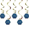 40Th Birthday Navy & Gold Geode Hanging Swirls (5Pk)<Party Delights