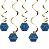 70Th Birthday Navy & Gold Geode Hanging Swirls (5Pk)<Party Delights