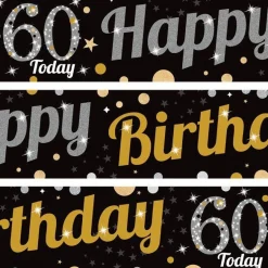 60Th Birthday Paper Banners - 1M (3Pk)<Party Delights Clearance