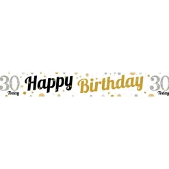 30Th Birthday Paper Banners - 1M (3Pk)<Party Delights Hot