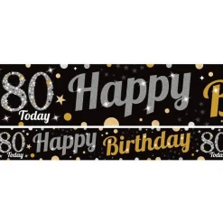 80Th Birthday Paper Banners - 1M (3Pk)<Party Delights Sale