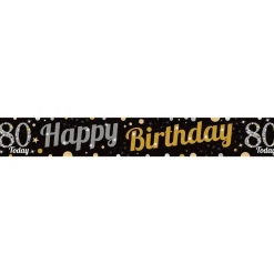 80Th Birthday Paper Banners - 1M (3Pk)<Party Delights Sale