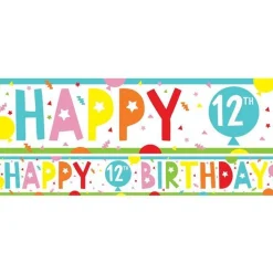 12Th Birthday Paper Banners - 1M (3Pk)<Party Delights Online