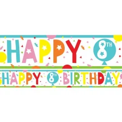 8Th Birthday Paper Banners - 1M (3Pk)<Party Delights Outlet