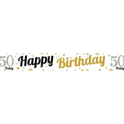 50Th Birthday Paper Banners - 1M (3Pk)<Party Delights Online