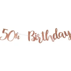 50Th Birthday Rose Gold Letter Banner - 1M<Party Delights Clearance