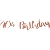 40Th Birthday Rose Gold Letter Bunting - 1M<Party Delights Outlet