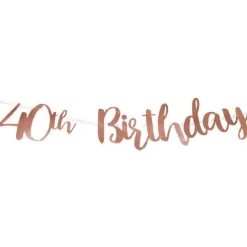 40Th Birthday Rose Gold Letter Bunting - 1M<Party Delights Outlet