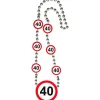 40Th Birthday Traffic Sign Necklace - 42Cm<Party Delights Hot