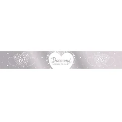 60Th Diamond Wedding Anniversary Foil Banner - 2.74M<Party Delights Clearance