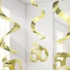 50Th Gold Foil Hanging Swirls - 61Cm (5Pk)<Party Delights Outlet