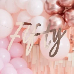 50Th Rose Gold Happy Birthday Banner Bunting<Party Delights Best
