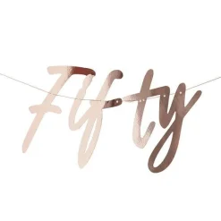 50Th Rose Gold Happy Birthday Banner Bunting<Party Delights Best