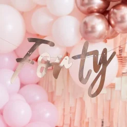 40Th Rose Gold Happy Birthday Banner Bunting<Party Delights Hot