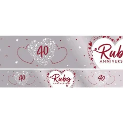 40Th Ruby Wedding Anniversary Foil Banner - 2.74M<Party Delights Outlet