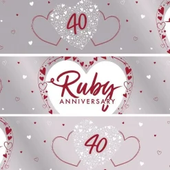 40Th Ruby Wedding Anniversary Foil Banner - 2.74M<Party Delights Outlet