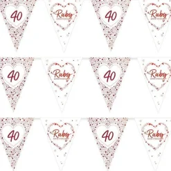 40Th Ruby Wedding Anniversary Flag Bunting - 3.7M<Party Delights Discount