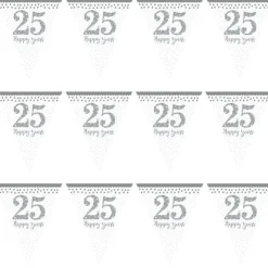 25Th Silver Sparkling Wedding Anniversary Flag Bunting - 4M<Party Delights Sale