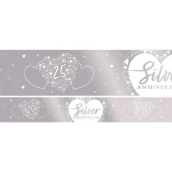 25Th Silver Wedding Anniversary Foil Banner - 2.74M<Party Delights Online