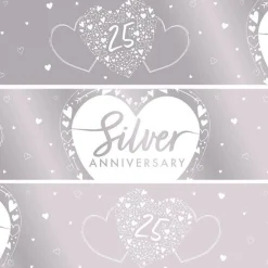 25Th Silver Wedding Anniversary Foil Banner - 2.74M<Party Delights Online