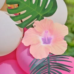Tiki Tropics Balloon Arch With Faux Foliage - 70 Balloons<Party Delights New