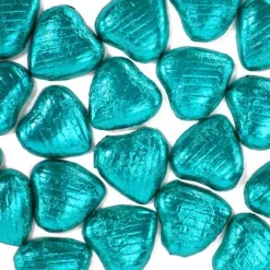 Turquoise Foil Chocolate Hearts X20<Party Delights Hot