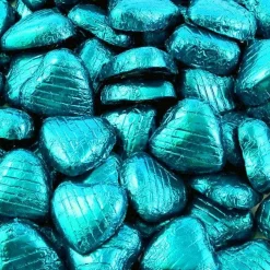 Turquoise Foil Chocolate Hearts X100<Party Delights