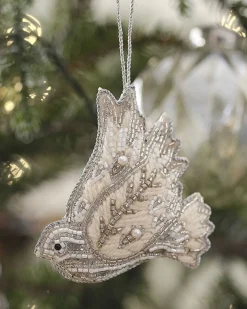 Party Delights Hanging Decorations<Turtle Dove Velvet Embroidered Tree Decoration