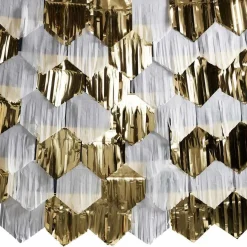 White & Gold Fringe Tassle Backdrop - 2M<Party Delights Best