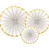 White & Gold Paper Fans (3Pk)<Party Delights