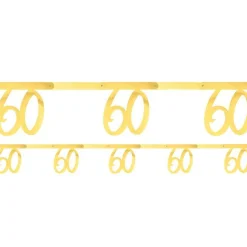 White & Gold Sparkle 60Th Bunting - 2.5M<Party Delights Clearance