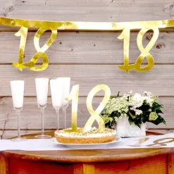 White & Gold Sparkle 18Th Bunting - 2.5M<Party Delights Best