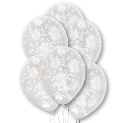 Party Delights Snowflake Decorations<White Confetti Clear Latex Balloons - 11" (6Pk)