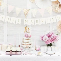 White Just Married Bunting - 1.5M<Party Delights New