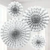 White Paper Glitter Fan Decorations (4Pk)<Party Delights Hot