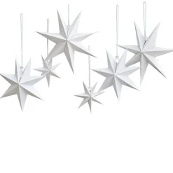 White Paper Hanging Stars (6Pk)<Party Delights Clearance