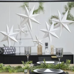 Party Delights Snowflake Decorations<White Paper Hanging Stars (6Pk)
