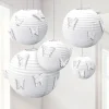 White Paper Lanterns With Butterfly Attachments (5Pk)<Party Delights
