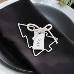 Party Delights Tableware<White Wire Christmas Tree Place Card Holder - 11Cm (4Pk)