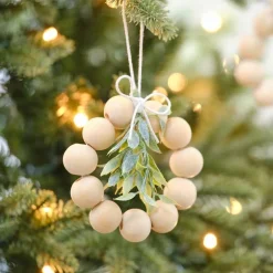 Party Delights Hanging Decorations<Wooden Beads & Foliage Tree Decorations (4Pk)
