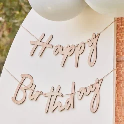 Wooden Happy Birthday Bunting<Party Delights Clearance