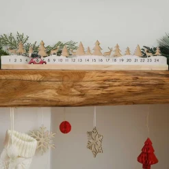 Party Delights Christmas Party Accessories<Wooden Reusable Christmas Advent Calendar With Moveable Car - 64Cm X 10Cm