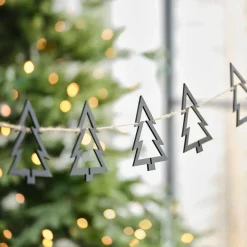 Wooden Tree Christmas Bunting Black - 2M<Party Delights Outlet